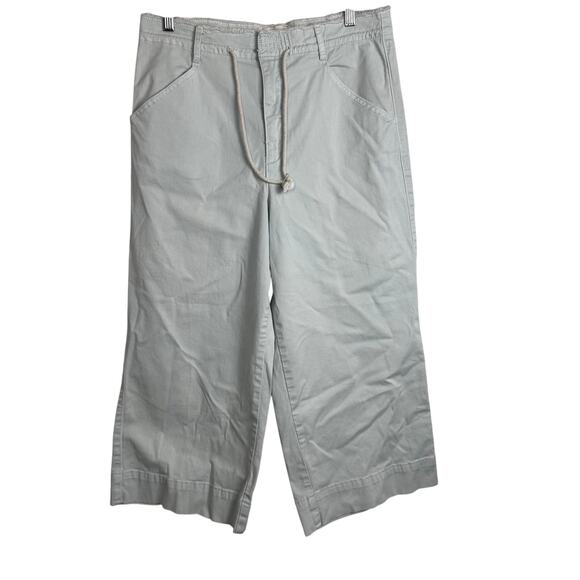 CHINO by Anthropologie Cropped Wide-leg Sky Blue Draw String Pants Size 30 Beach - Picture 2 of 9
